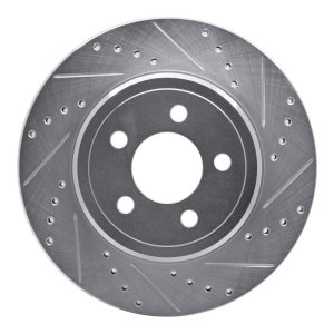 Chrysler 300 Brake Rotor (1) - Rear Right - R1 Concepts - Drilled & Slotted - Silver - `05-`23